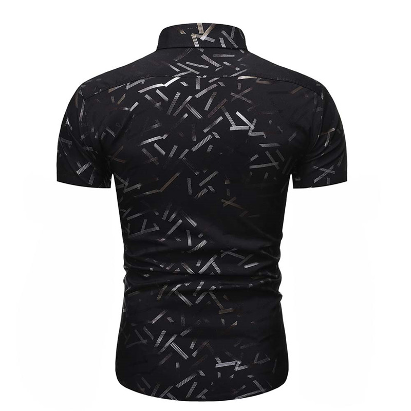2021 High quality Mens Bronzing Geometric Shirts Slim Fit Short Sleeve Shirt Men Casual Shirts