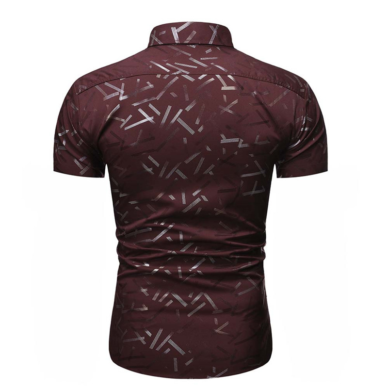 2021 High quality Mens Bronzing Geometric Shirts Slim Fit Short Sleeve Shirt Men Casual Shirts