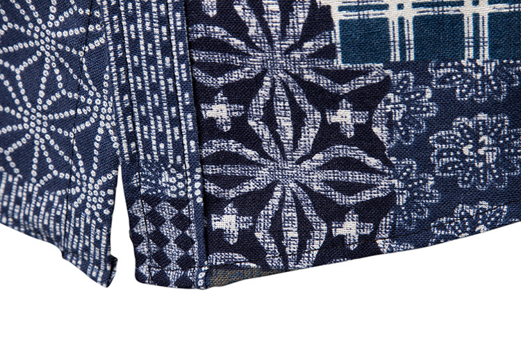 2021 High quality Men Casual Cotton Linen Shirt Vintage Floral Short Sleeve Shirts Hawaiian Shirt