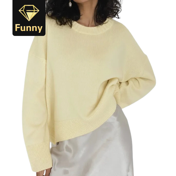 2021 High quality Women Loose Casual Solid Sweaters Women Full Sleeve Round Neck Tops
