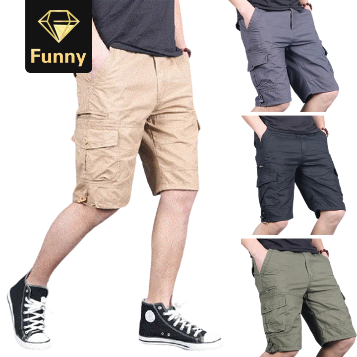 2021 High quality Men's Cargo Shorts Men Cotton Loose Work Casual Shorts Plus Size 4XL