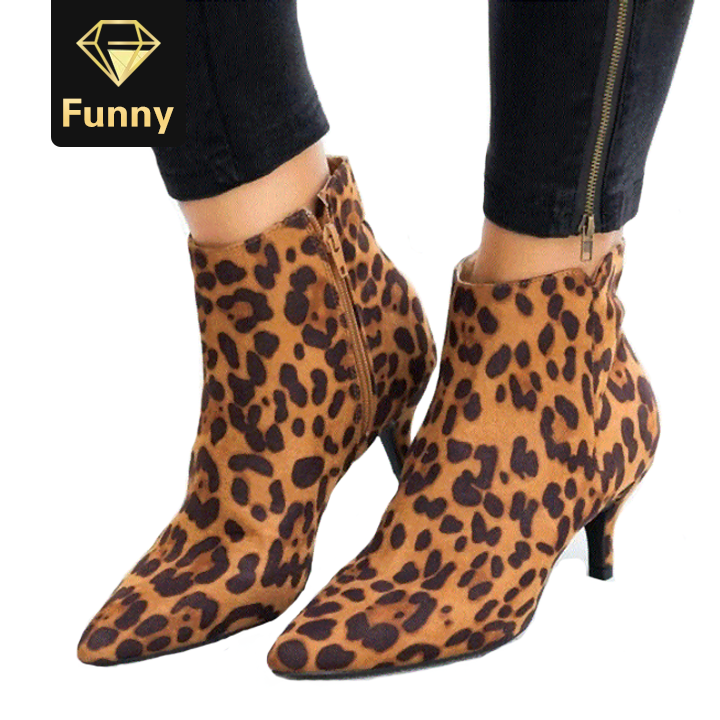 2021 High quality Women's Boots Leopard Pointed Ladies High Heels