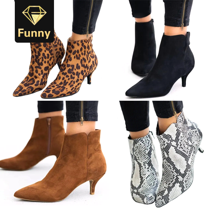 2021 High quality Women's Boots Leopard Pointed Ladies High Heels