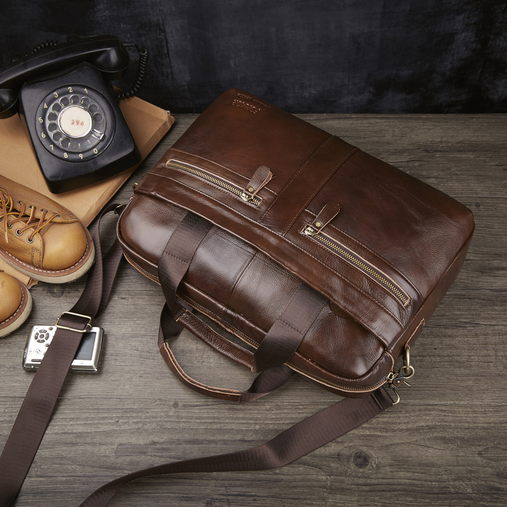2021 High quality Men Leather Briefcase Men Genuine Leather Handbag High Quality Business Briefcase
