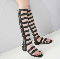 2021 High quality Summer Women Sandals Open Toe Knee High Sandals Boots Zipper Flat Casual Sandals