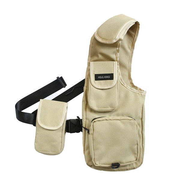 2021 High quality Men Hip-Hop Vest Bag Retro Fashion Shoulder bag Removable Composite Chest Bag
