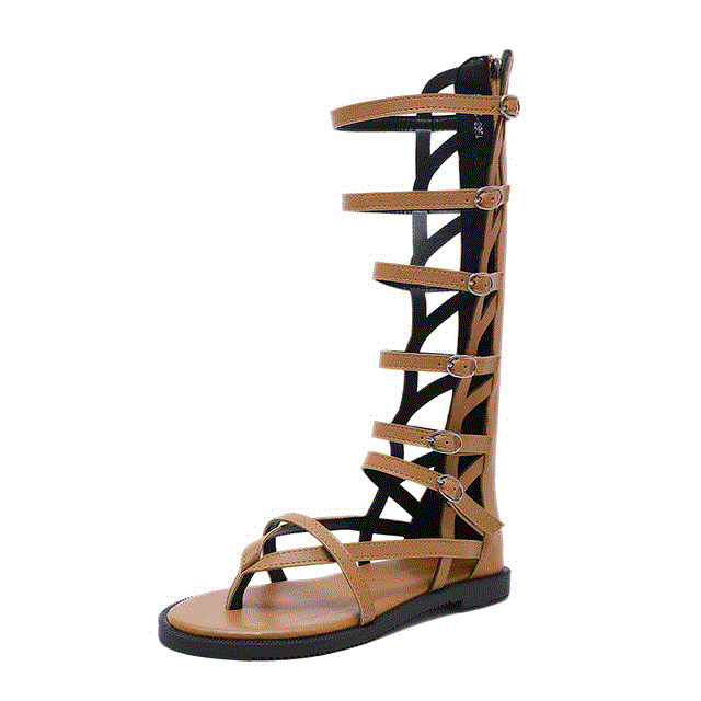 2021 High quality Women Sandals Women Flat Sandal Over The Knee Flip Flops Female Summer Sandals With Zipper