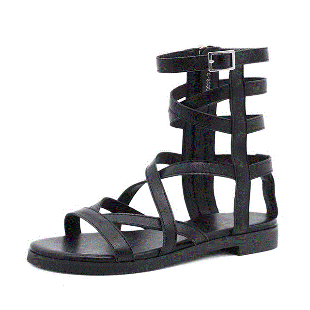 2021 High quality Women Sandals  Zipper Open Toe Rome Style Sandal Casual Beach Sandals High Quality