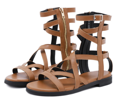 2021 High quality Women Sandals  Zipper Open Toe Rome Style Sandal Casual Beach Sandals High Quality