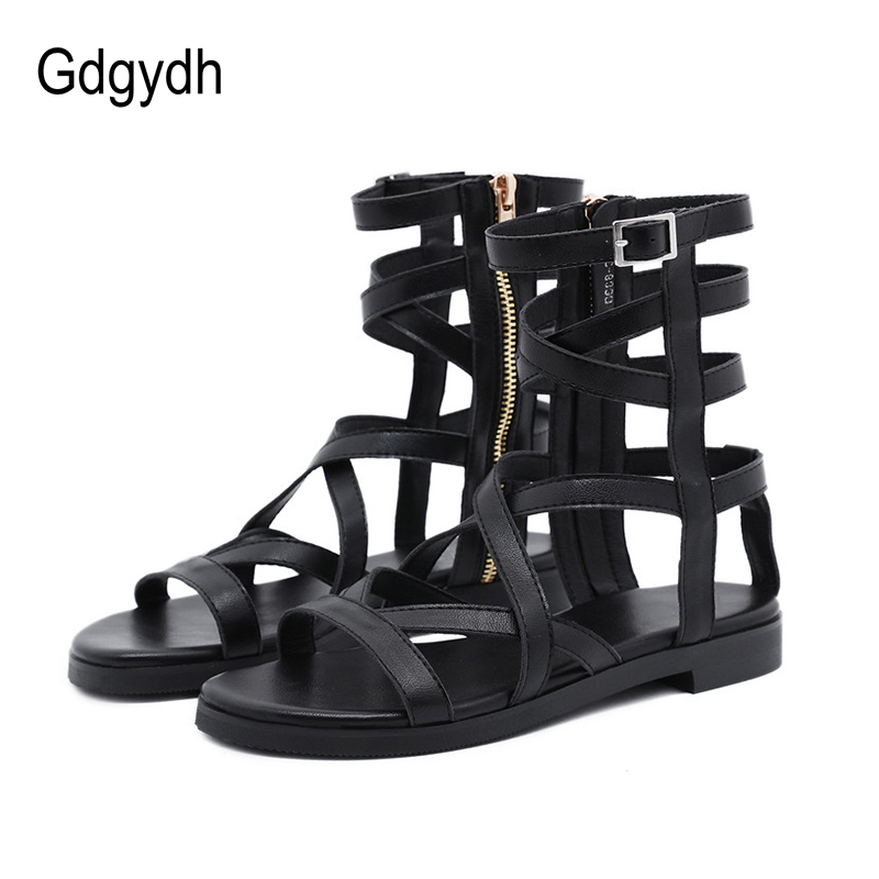 2021 High quality Women Sandals  Zipper Open Toe Rome Style Sandal Casual Beach Sandals High Quality