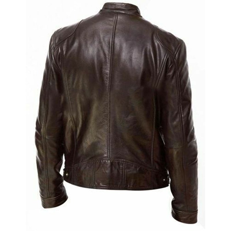 2021 High quality Male Leather Jacket Plus Size Black Brown Mens Stand Collar Coats Leather Jackets