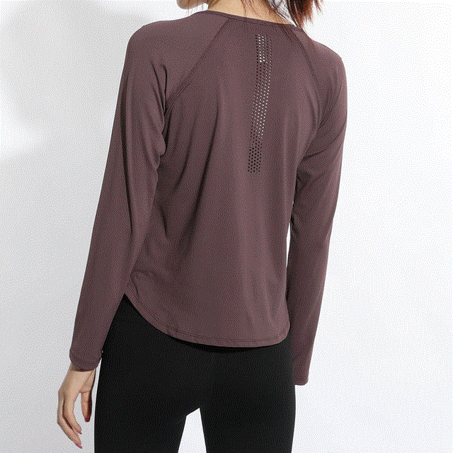 2021 High quality Plus Size Women Long sleeve Yoga Back Hollow Fitness Gymwear Yoga Top Breathable Quick Dry Gymwear