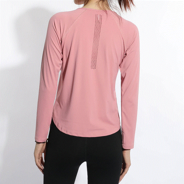 2021 High quality Plus Size Women Long sleeve Yoga Back Hollow Fitness Gymwear Yoga Top Breathable Quick Dry Gymwear