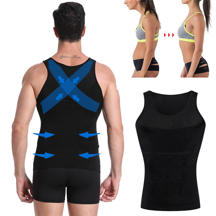 2021 High quality Body Slimming Tummy Shaper Men Plain Vest Shapewear Belly Waist Girdle Slim Shapers Underwear