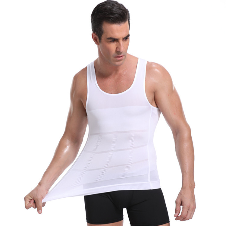 2021 High quality Body Slimming Tummy Shaper Men Plain Vest Shapewear Belly Waist Girdle Slim Shapers Underwear