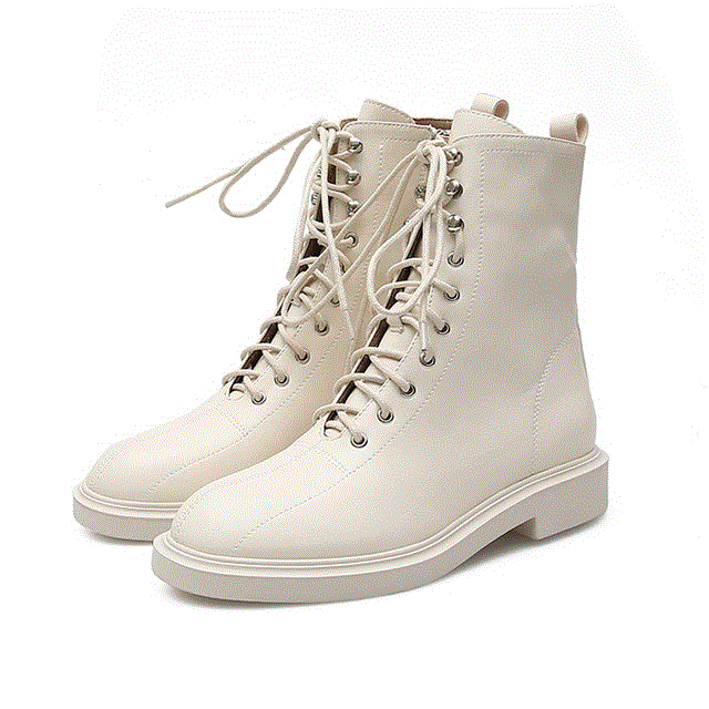 2021 High quality Women PU Leather Motorcycle Platform Ankle Boots Women Low heel Thick With Short Boots