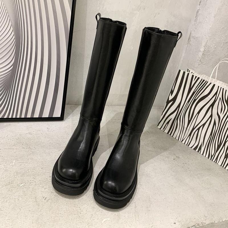 2021 High quality Knee High Boots Women Shoes Leather Platform Riding Boots Zipper Ladies Long Boots