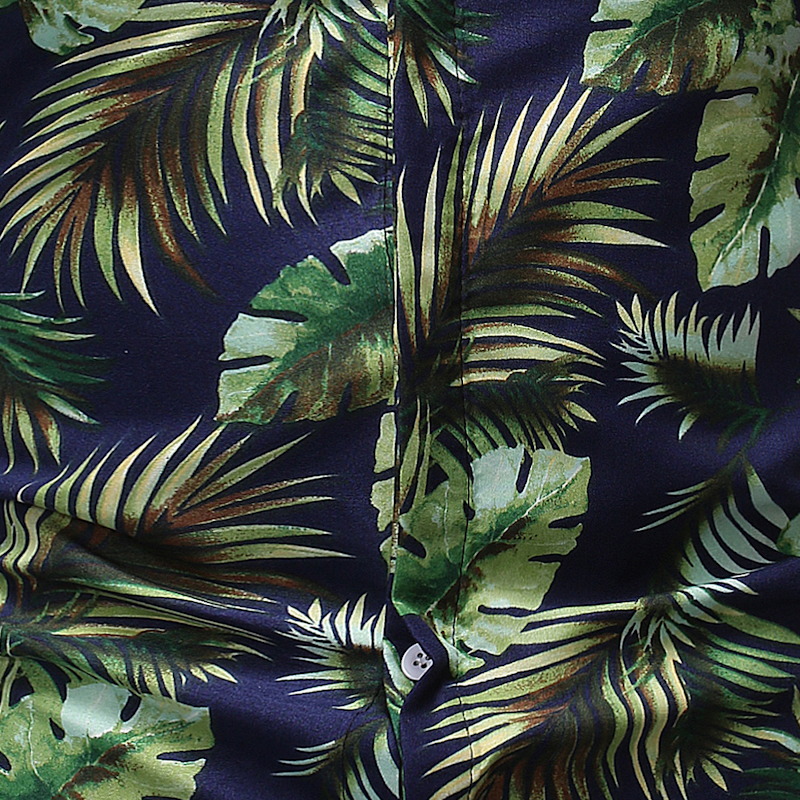 2021 High quality Leaf Printed Shirt Men Slim Fit Short Sleeve Hawaiian Shirt Mens Summer Beach Hawaii Shirts