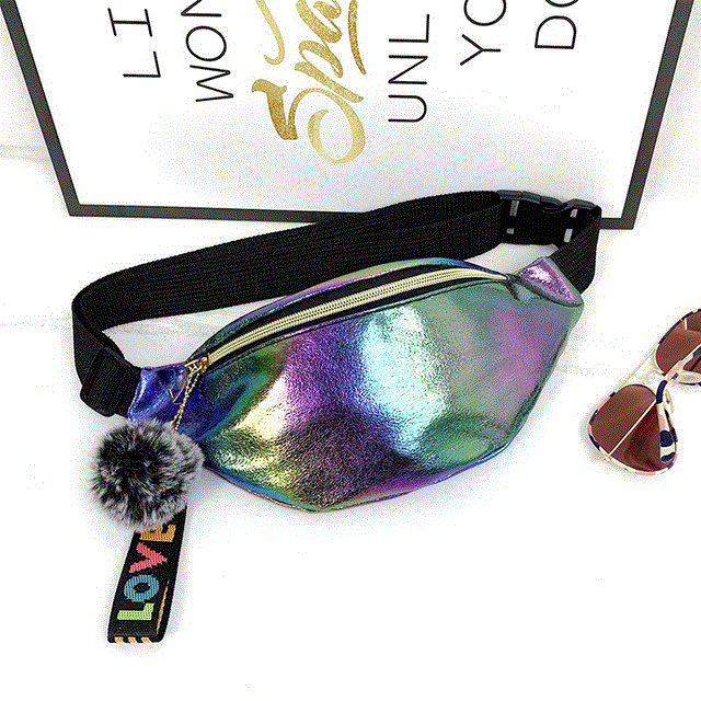 2021 High quality Cool Sequins Printing Waist Bag For Woman Fashion  Girls Shoulder Belt Bags Kids Waist Packs Glitter
