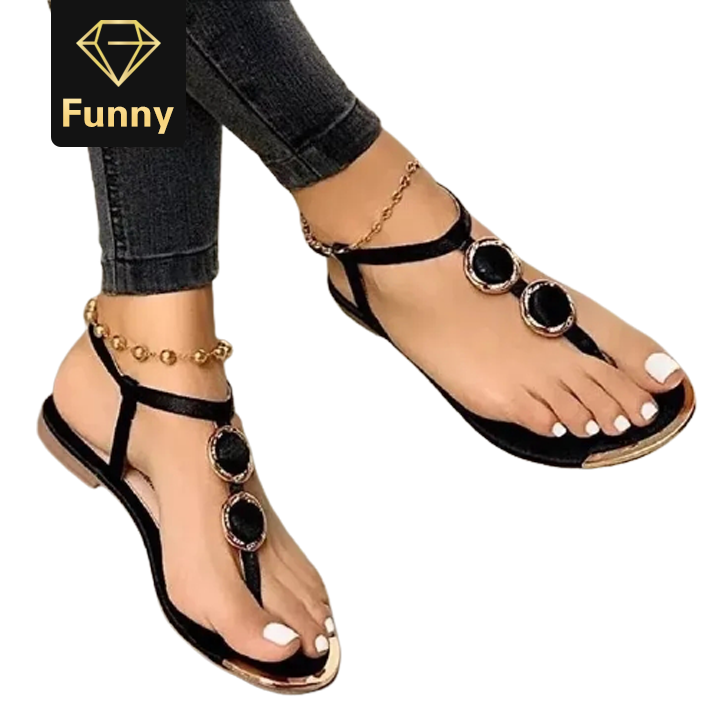 2021 High quality Women Fashion Casual Beach Outdoor Flip Flop Sandals  Decoration Ladies Flat Sandals