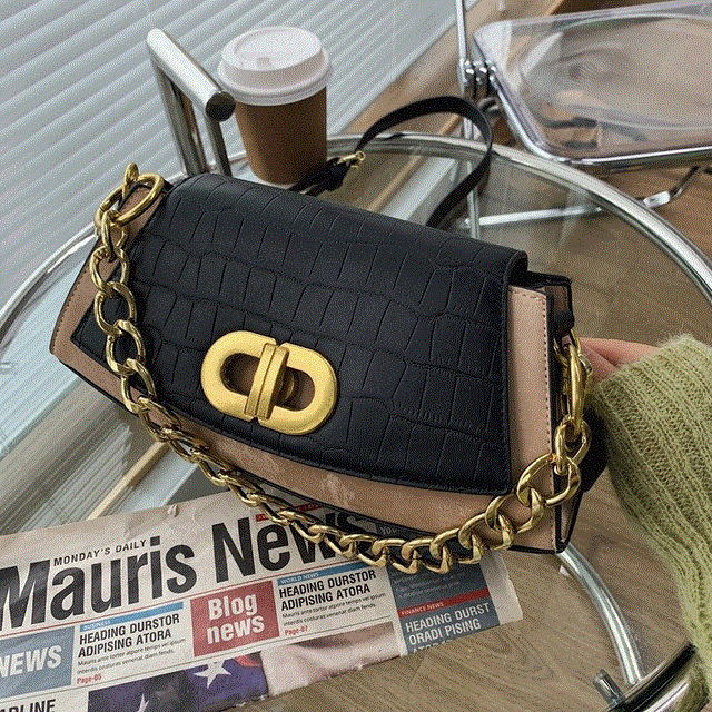 2021 High quality New Women Underarm Bags Fashion Vintage Black Houndstooth Purses Handbags Chain Casual Shoulder Bags