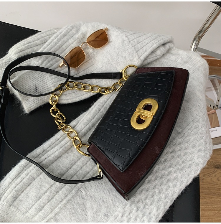 2021 High quality New Women Underarm Bags Fashion Vintage Black Houndstooth Purses Handbags Chain Casual Shoulder Bags