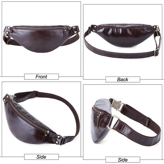 2021 High quality PU Leather Waist Packs For Men Travel Fanny Pack 120cm Belt Length Male Small Waist Bag For Phone