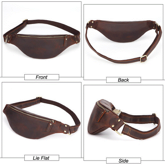 2021 High quality PU Leather Waist Packs For Men Travel Fanny Pack 120cm Belt Length Male Small Waist Bag For Phone