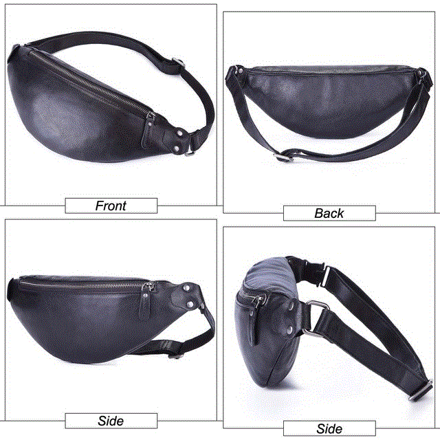 2021 High quality PU Leather Waist Packs For Men Travel Fanny Pack 120cm Belt Length Male Small Waist Bag For Phone