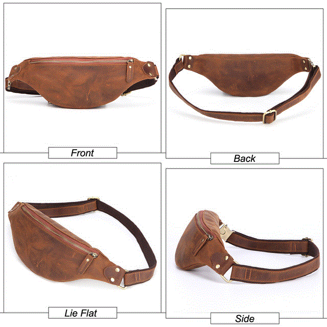 2021 High quality PU Leather Waist Packs For Men Travel Fanny Pack 120cm Belt Length Male Small Waist Bag For Phone