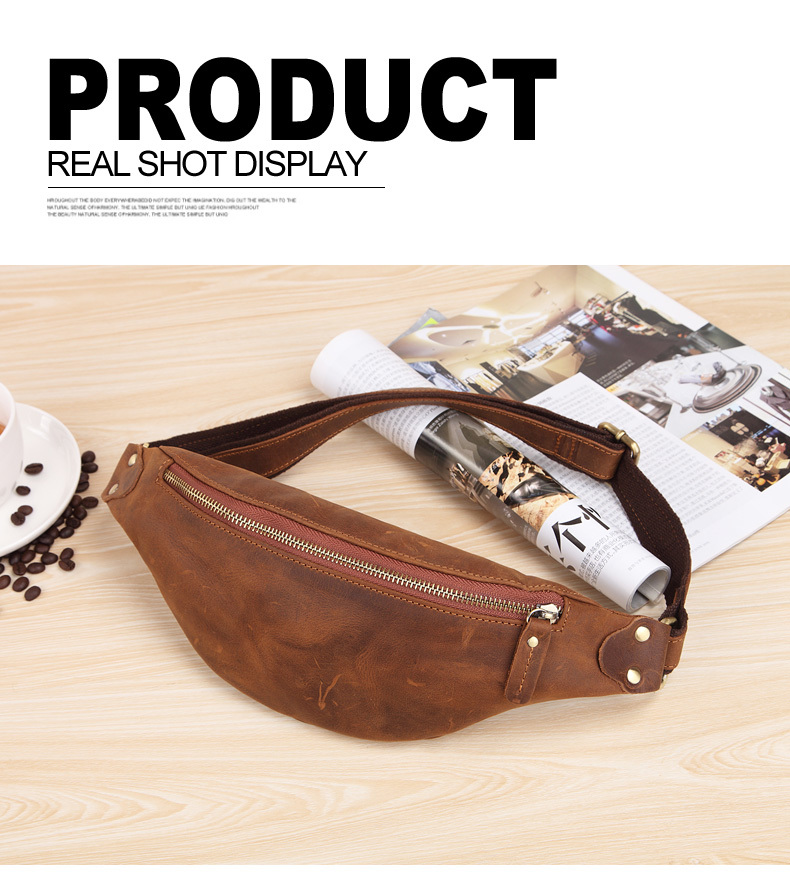 2021 High quality PU Leather Waist Packs For Men Travel Fanny Pack 120cm Belt Length Male Small Waist Bag For Phone