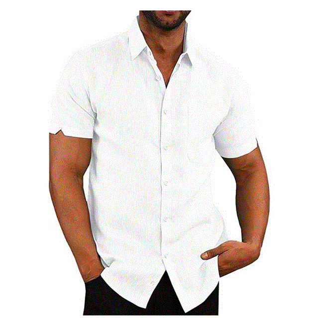 2021 High quality Mens Blouse Short Sleeve Baggy Buttons Summer Pure Cotton And Linen Casual Loose Holiday Shirts Tops
