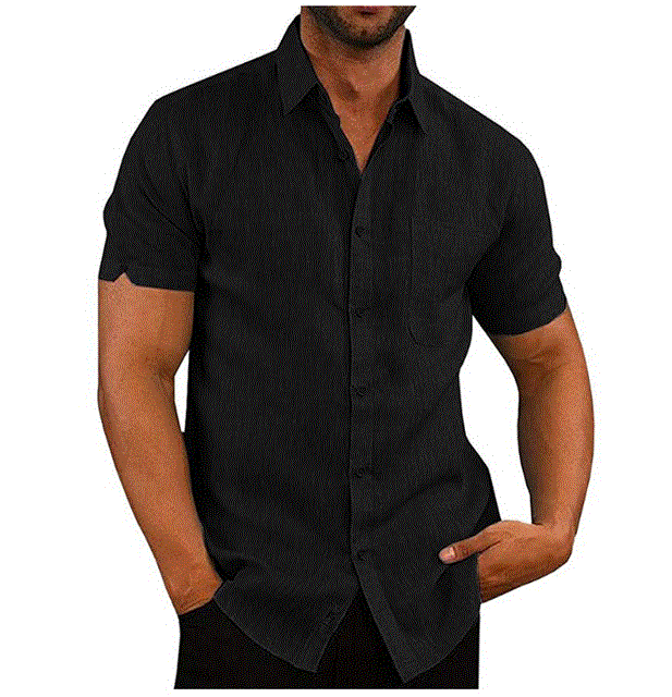 2021 High quality Mens Blouse Short Sleeve Baggy Buttons Summer Pure Cotton And Linen Casual Loose Holiday Shirts Tops