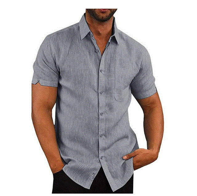 2021 High quality Mens Blouse Short Sleeve Baggy Buttons Summer Pure Cotton And Linen Casual Loose Holiday Shirts Tops