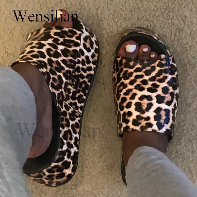 2021 High quality Platform Sandals Leopard High Heels Sandals Women Flats Shoes Woman Wedge Sandals New arrival