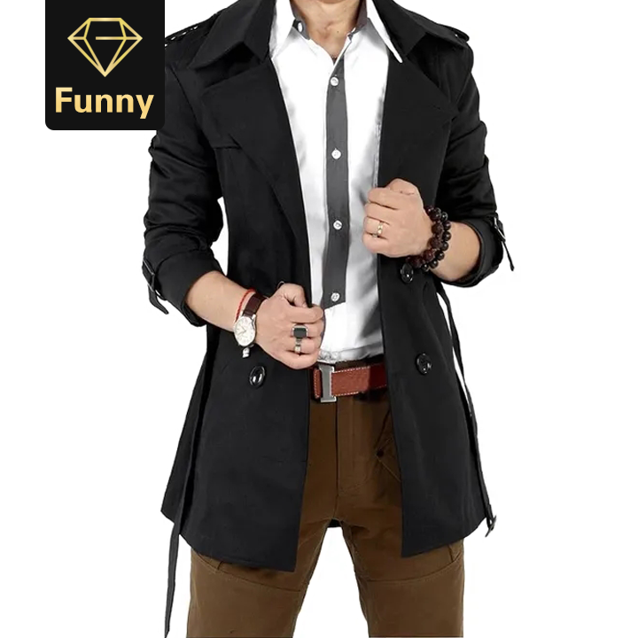 2021 High quality Trench Coat Men Casual Slim Long Men's Coats Autumn Double-breasted Trench Male Windbreaker Fashion