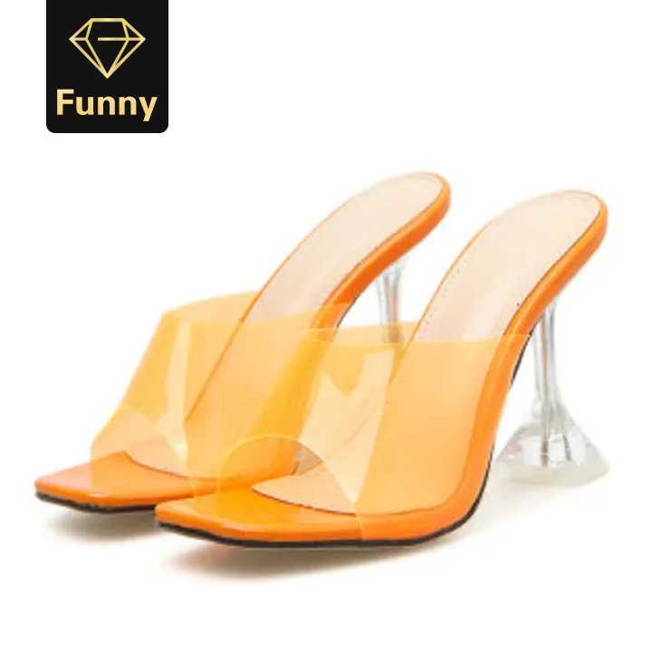 2021 High quality Fashion PVC Women Sandals Summer Open Toed High Heels Women Transparent Heel Sandals