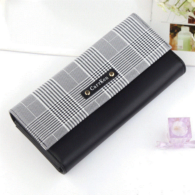 2021 High quality Women Long Plaid PU Leather Fashion Hasp Coin Purse Phone Bag Holders Female Wallet For Girls Ladies