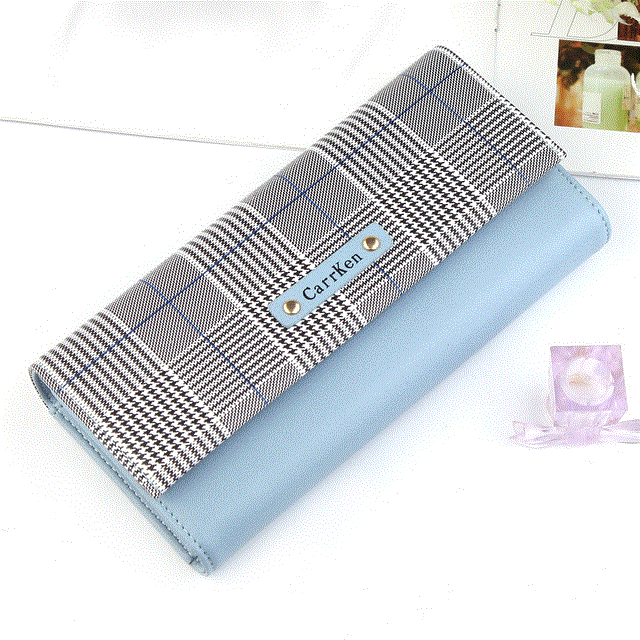 2021 High quality Women Long Plaid PU Leather Fashion Hasp Coin Purse Phone Bag Holders Female Wallet For Girls Ladies