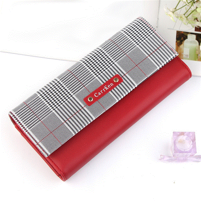 2021 High quality Women Long Plaid PU Leather Fashion Hasp Coin Purse Phone Bag Holders Female Wallet For Girls Ladies