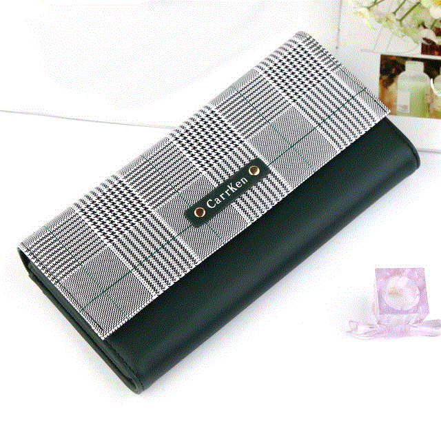 2021 High quality Women Long Plaid PU Leather Fashion Hasp Coin Purse Phone Bag Holders Female Wallet For Girls Ladies