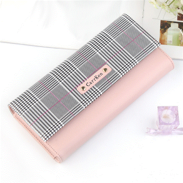 2021 High quality Women Long Plaid PU Leather Fashion Hasp Coin Purse Phone Bag Holders Female Wallet For Girls Ladies