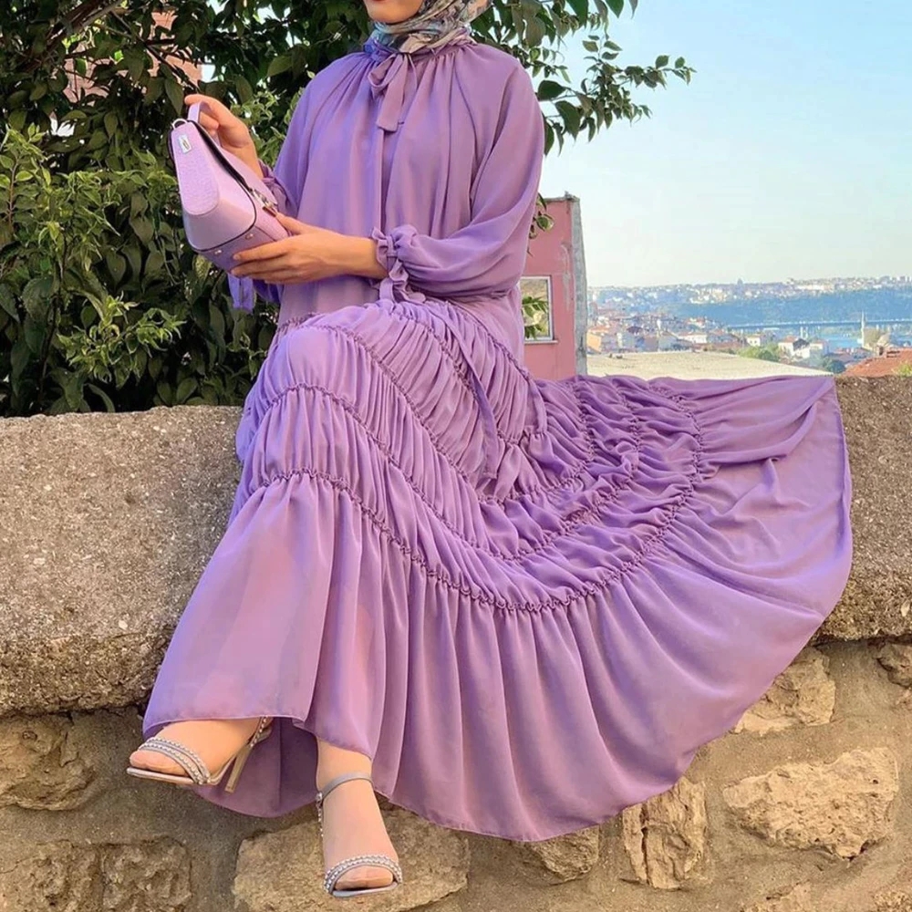 Fashion Chiffon dress Instagram style Turkish Malay Indonesian Muslim women&apos;s dress new arrival