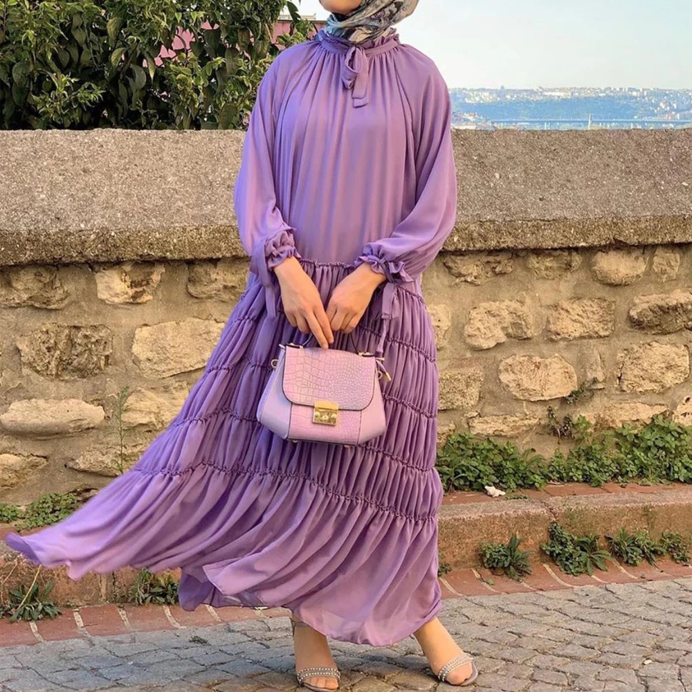 Fashion Chiffon dress Instagram style Turkish Malay Indonesian Muslim women&apos;s dress new arrival