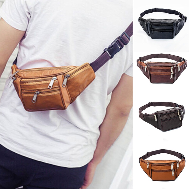 2021 High quality Unisex Outdoor Sports Leather Bum Bag Running Belt Waist Pack Belt Sport Bag