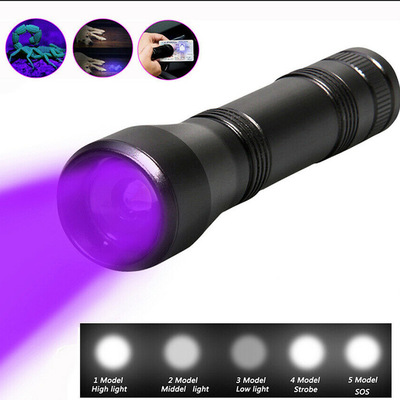 LED UV Flashlight Ultraviolet Torch With Zoom Function Mini UV Pet Urine Stains Detector Scorpion