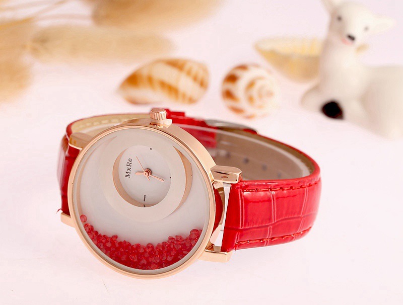 2021 High quality Leather Crystal Quartz Watch Women Ladies Fashion Bracelet Rhineston Wristwatches Clock female