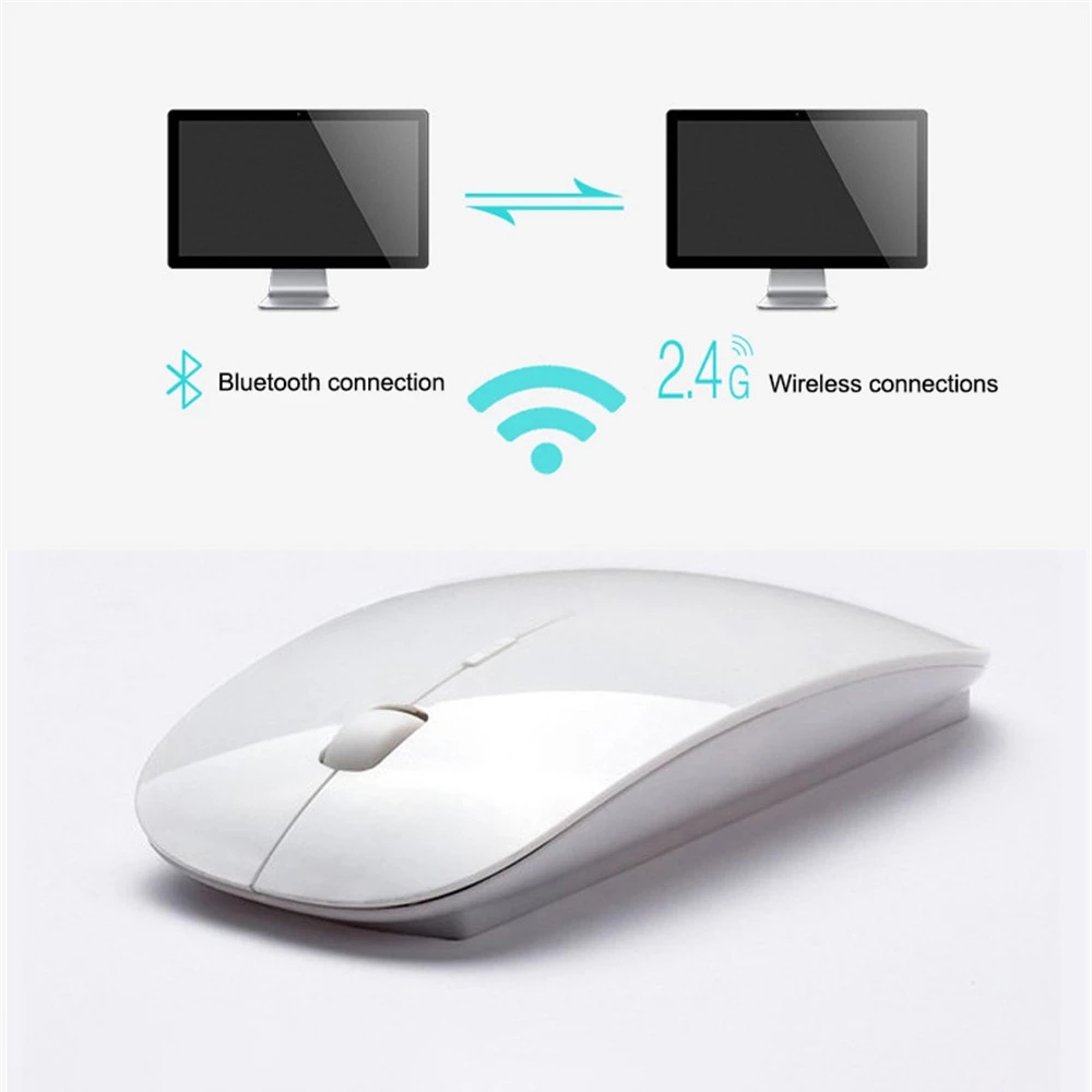 Wireless Dual Mode 2 In 1 Cordless Bluetooth 5.0 + 2.4Ghz Mouse Ergonomic Portable Optical Mice
