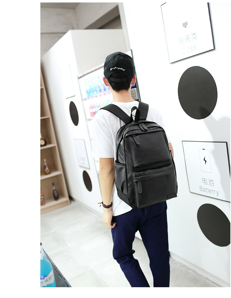 2021 High quality Unisex Business Casual Backpacks Travel Bag Black Leather Men's Fashion Shoulder Bags