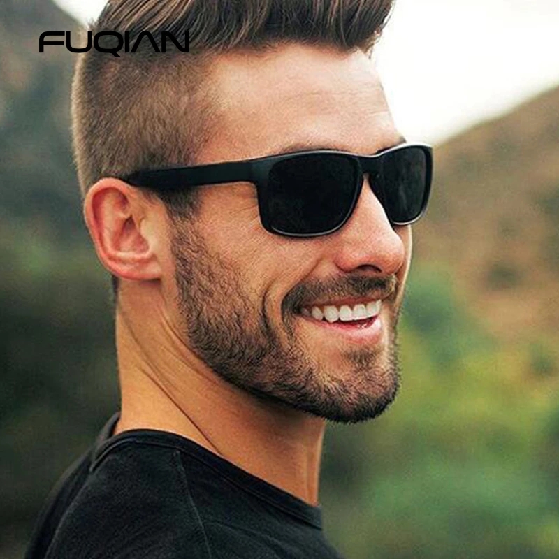 2021 High quality Fashion Square Polarized Sunglasses Men Vintage Plastic Male Sun Glasses Black Sport Shades